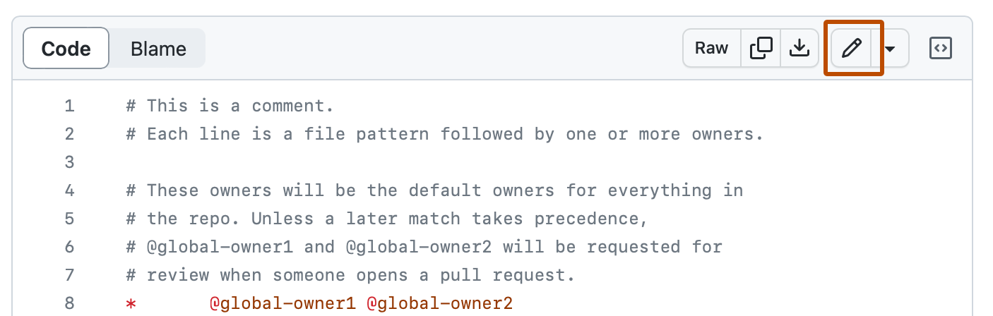 文件的屏幕截图。 在标头中,标有铅笔图标的按钮以深橙色标出。